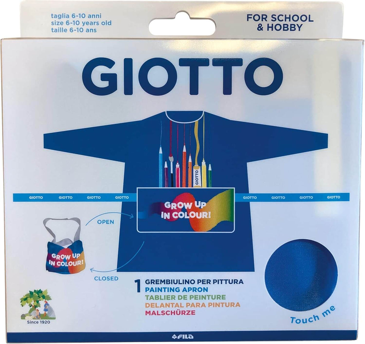 Scatola del grembiulino per pittura Giotto taglia 6-10 anni per scuola e hobby