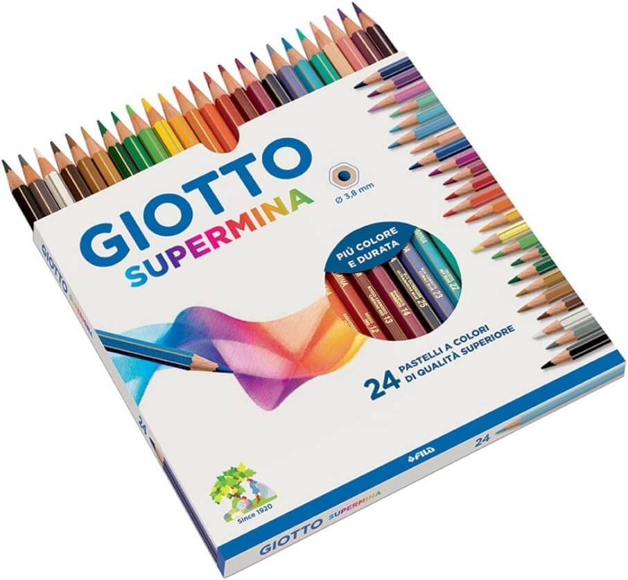 Astuccio da 24 pastelli a colori Giotto Supermina di qualità superiore con mina da 3,8 mm