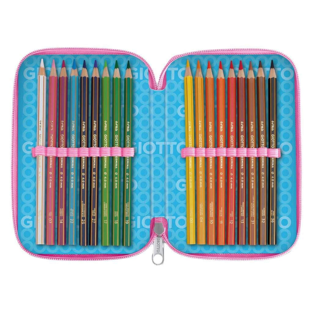 Scomparto interno astuccio Giotto Catty Candy Unicorn con 18 matite colorate Giotto Supermina con mina da 4 mm