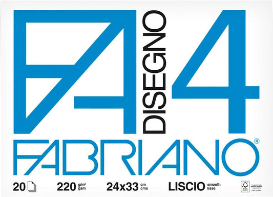 Copertina album Fabriano F4 Disegno 4 fogli lisci 24x33 cm da 220g per scuola e disegno tecnico