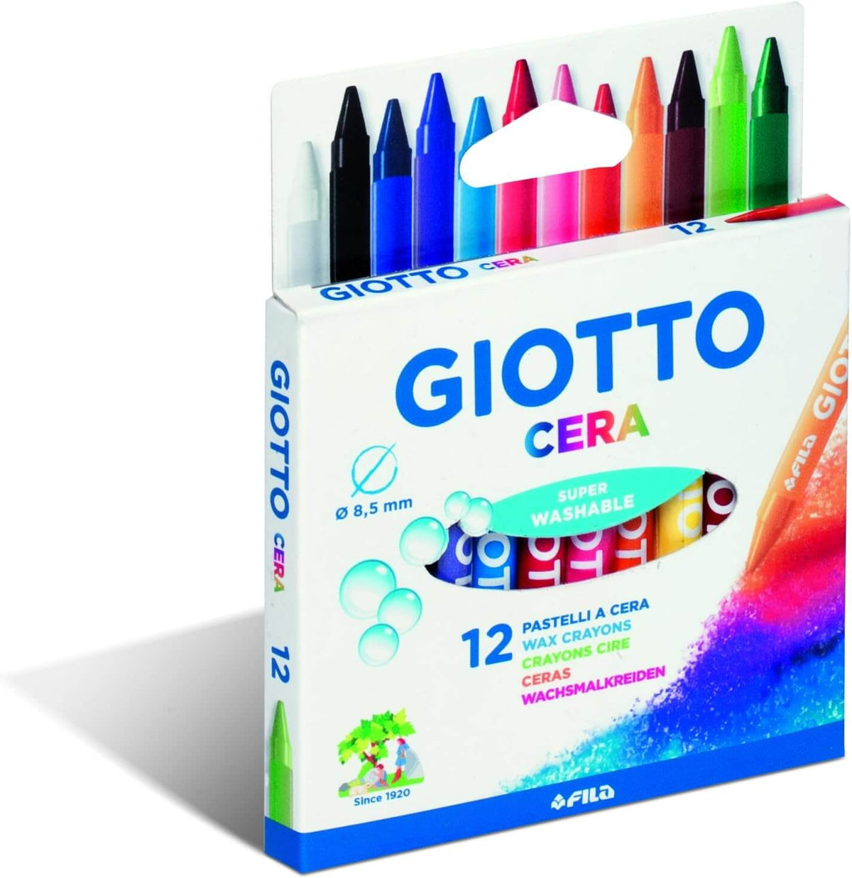 Astuccio da 12 pastelli a cera superlavabili Giotto Cera diametro 8,5 mm per la scuola e il disegno