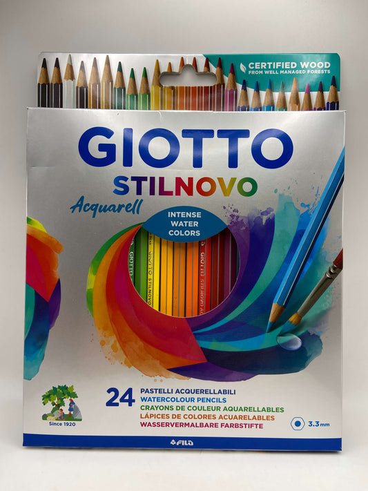 Confezione 24 pastelli acquerellabili Giotto Stilnovo Acquarell mina 3.3mm per disegno e pittura