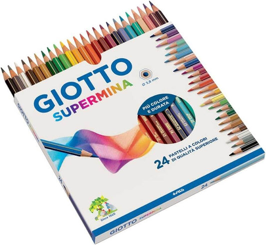 Astuccio da 24 pastelli a colori Giotto Supermina di qualità superiore con mina da 3,8 mm