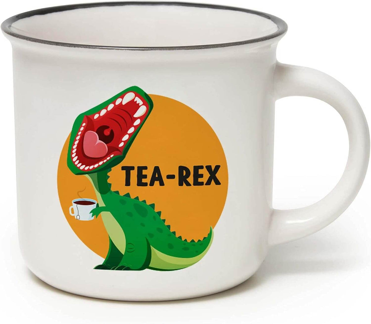 Tazza Cup-Puccino Legami Tea Rex in porcellana bianca da 350ml con simpatica illustrazione di un dinosauro