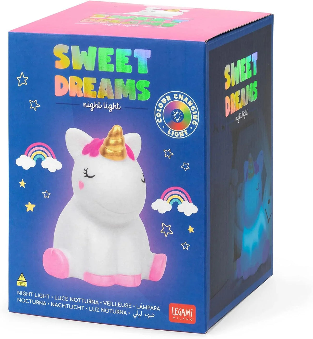 Confezione originale della lampada notturna Sweet Dreams Unicorno di Legami Milano